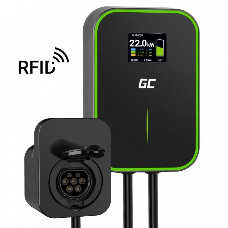 GREEN CELL WALLBOX EV POWERBOX 22KW MIT STECKDOSE & RFID
