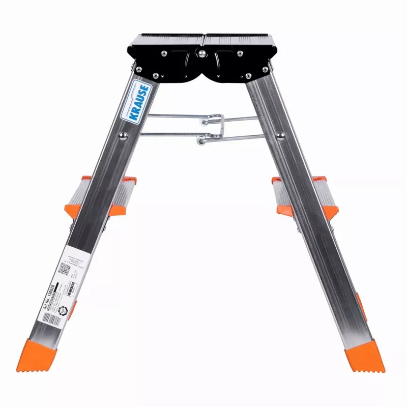 Klapptrittleiter Krause Treppy Silber 130020 — Aluminium, 2 Stufen, 150 kg Tragfähigkeit, zusammengeklappt 55×20 cm, Gewicht 2 kg