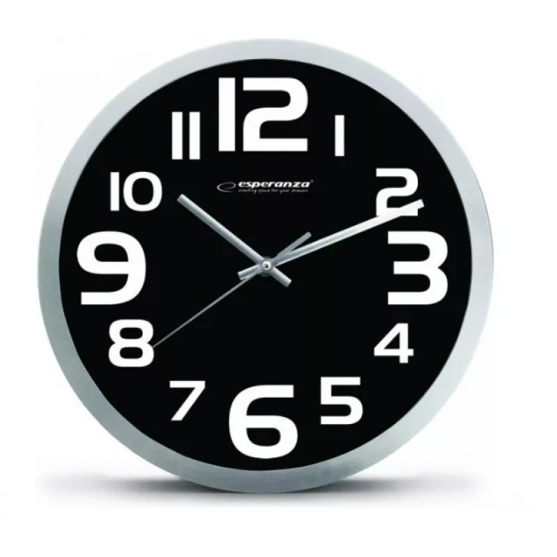 Wanduhr Esperanza EHC013K Zurich Schwarz Quarz Oval 25 cm, Aluminiumrahmen, 4 cm dick