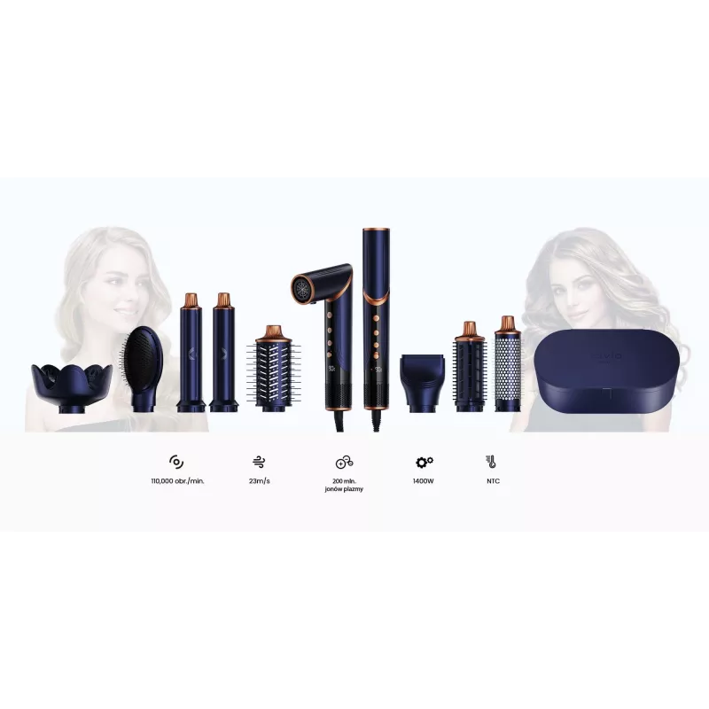 Multistyler-Haartrockner und -Lockenstab Lovio LVHS001BL mit kombinierter Heißluft-Stylingfunktion