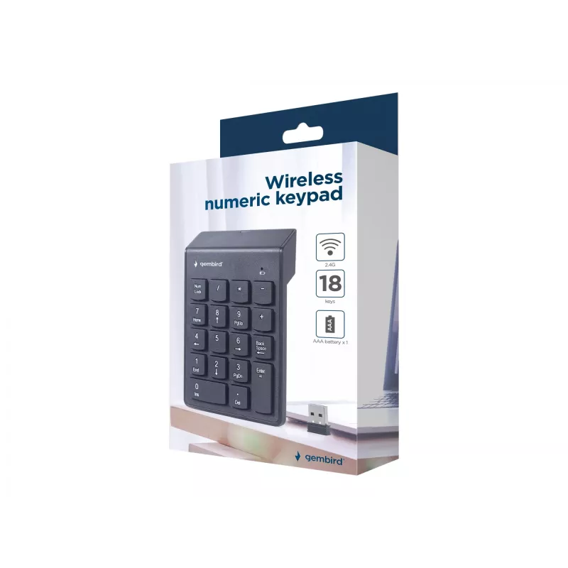 Gembird KPD-W-02 numerisches Tastenfeld Notebook/PC Bluetooth Schwarz