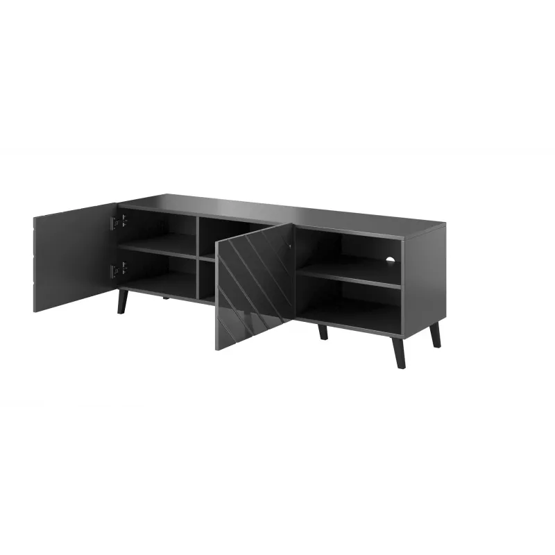 RTV-Schrank ABETO 150x42x52 Graphit/glänzend