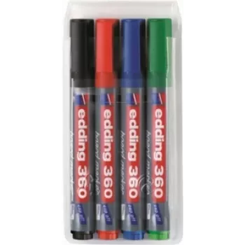 Permanentmarker Edding 360 Pinselspitze Set 4 Stück — schwarz, blau, grün, rot