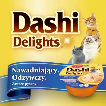 Katzenleckerli INABA Dashi Delights Huhn & Thunfisch Bouillon, 70 g Beutel, getreidefrei, glutenfrei, sojafrei