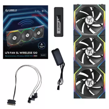 Lian Li UNI FAN SL-INF Wireless 120mm Reverse Blade ARGB Gehäuselüfter 3er-Pack Schwarz