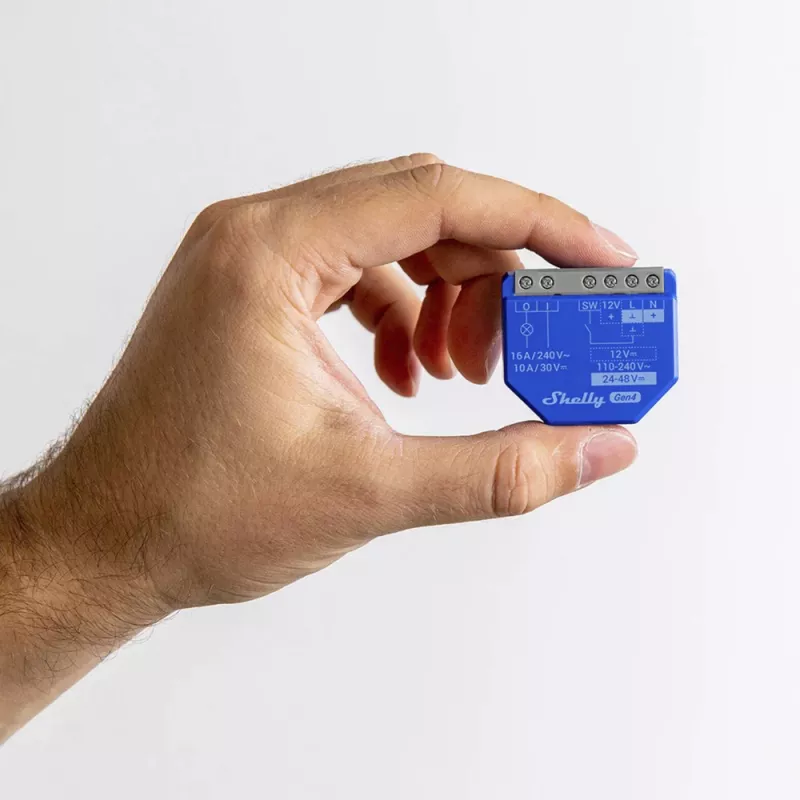 Smart Switch Shelly 1 Gen4 — kabellos 240 V AC, Wi‑Fi 2.4 GHz, Bluetooth 5.0, ZigBee, Kunststoffgehäuse 42×16×37 mm