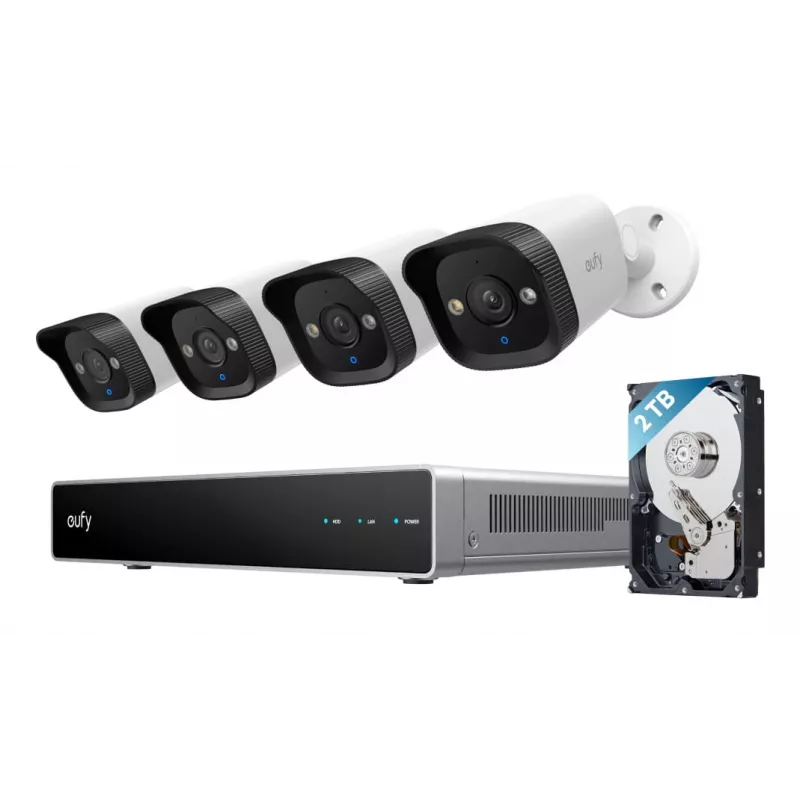 NVR Sicherheitsrekorder Eufy E40 — 8-Kanal 4K-Eingang, 2 TB HDD (erweiterbar auf 16 TB), Schwarz/Grau/Weiß
