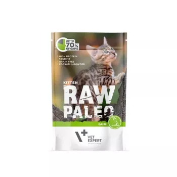 Nassfutter für Kätzchen VETEXPERT RAW PALEO Kitten Hirsch 100 g Beutel, gluten- und zuckerfrei, für Futtermittelallergien
