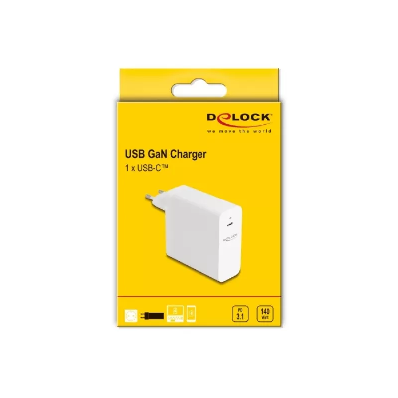 Ladegerät DeLOCK USB GaN 140W PD 3.1 Innenbereich AC Universal