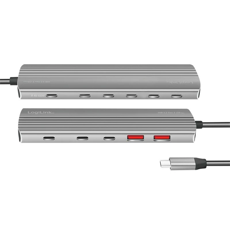 LogiLink USB 3.2 Gen2 Hub 4+1-Port 2x USB-A 2x USB-C PD 100W Aluminium