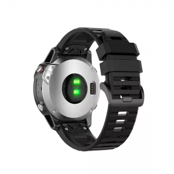 Silikonarmband FIXED für Garmin QuickFit 26mm Schwarz — Ersatz-Uhrenarmband 26 mm