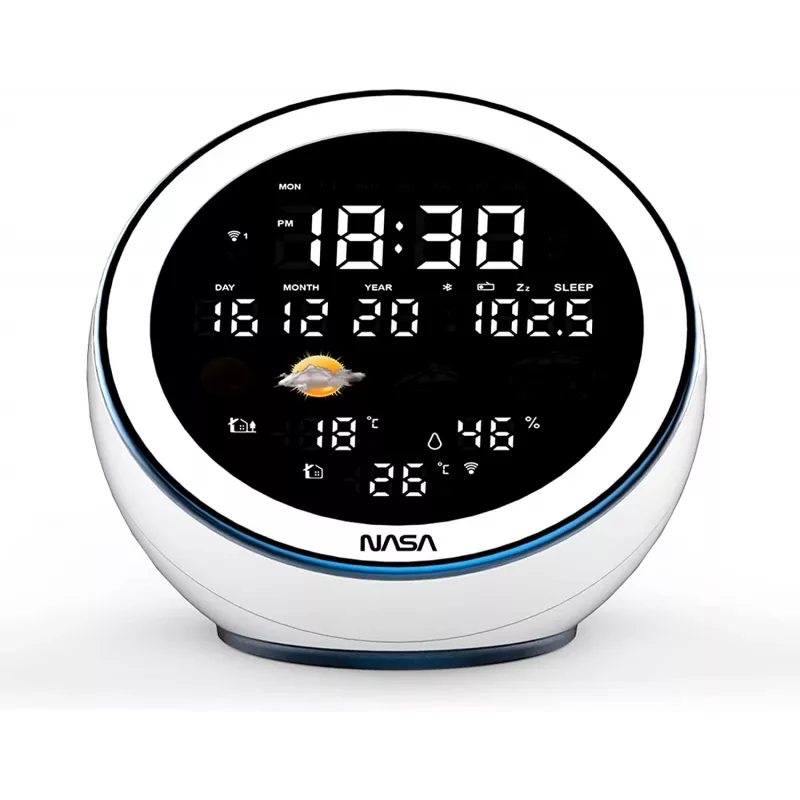 Nasa WSP1500 weiße Wetterstation/Lautsprecher BT Moon