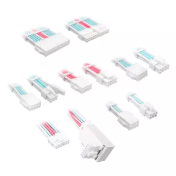 Kabel-/Adapter-Kit Kolink Core Pro 12V-2x6 Typ 2 geflochtene Verlängerung – Brilliant White/Neon Blue/Pure