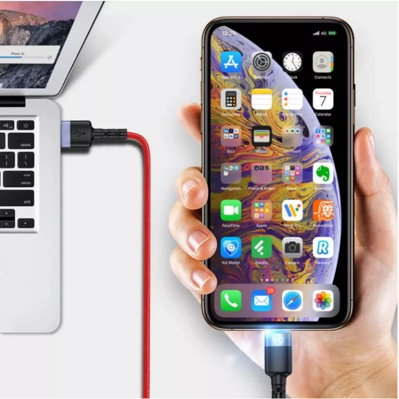 USB-auf-Lightning-Datenkabel Tellur, 3A, 1,2 m, LED-Anzeige, rot