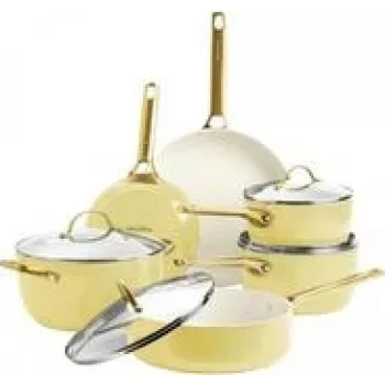 Kochset GreenPan Padova Reserve 10-tlg. — Aluminium, gelb, enthält 3 Kochtöpfe und 2 Bratpfannen