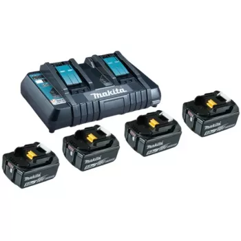 Makita - Ladegerät + Akku 4 x - Li-Ion - 5 Ah - 90 Wh - 2 x Akku laden - für Makita DEADML801, DEADML810, DHP482, DJN161, DJS101, DSS501, DTD171, DUC254, DVR450, M