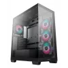 PC-Gehäuse DeepCool CG580 4F Midi Tower — ATX/ITX/MicroATX, gehärtetes Glas, 3×120mm+1×120mm Lüfter, 2×3,5 Zoll & 2×2,5 Zoll, USB-A×2 USB-C×1, schwarz