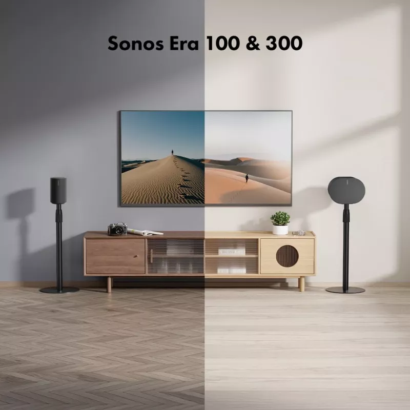 Bodenständer MACLEAN MC-496 für Sonos Era 100 und 300, höhenverstellbar 682–1068 mm