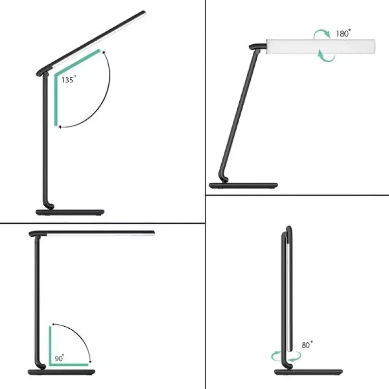 LED-Schreibtischlampe Aukey LT-T10 12W 3000–6500K — einstellbare Farbtemperatur, schwarz