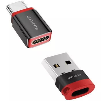 Schnittstellenadapter 4smarts 541615 – USB Typ-A (Host) auf USB Typ-C (Ausgang), schwarz, gerade Stecker-auf-Buchse, 2er-Pack
