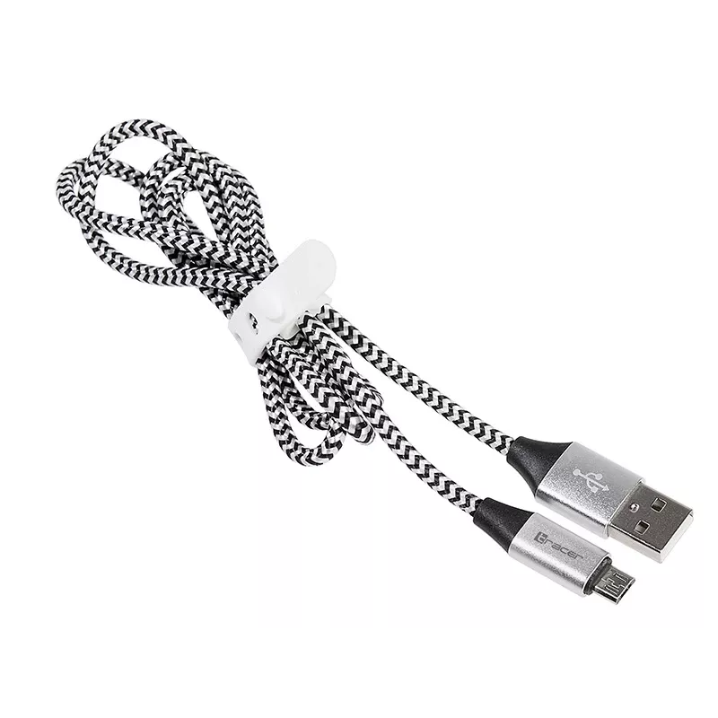 USB-Kabel Tracer TRAKBK46928 1m USB A Micro-USB B Schwarz Silber