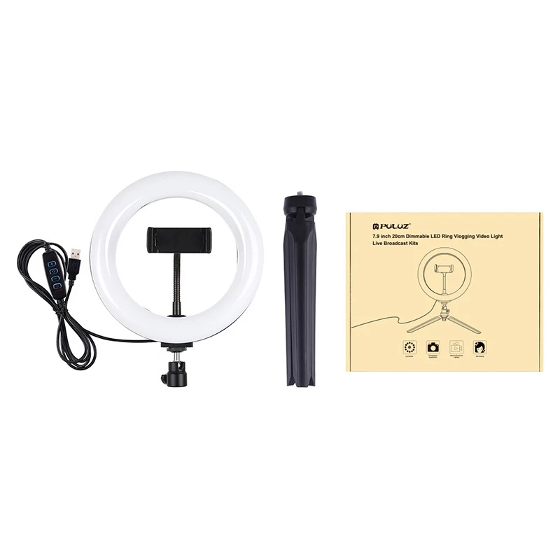 Stativhalterung Puluz mit 20 cm LED-Ring Vlogging PKT3073B
