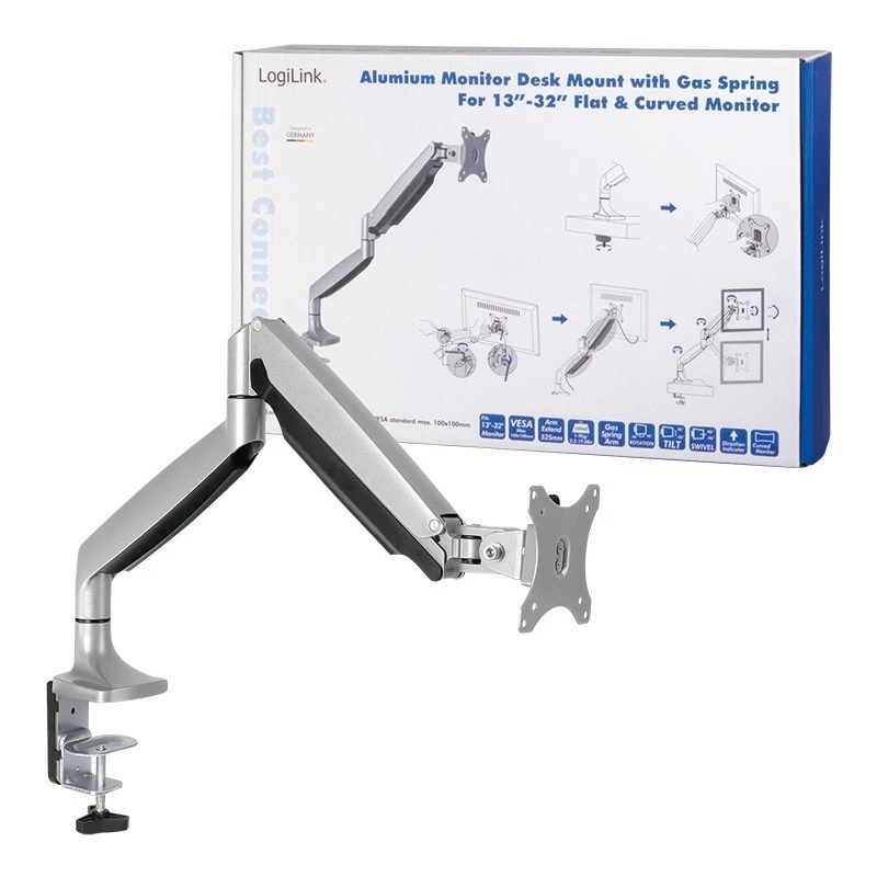 Monitorhalterung LogiLink BP0042 81,3 cm (32 Zoll) Schreibtisch Aluminium