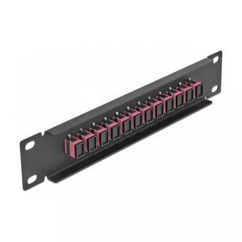 LWL-Patchpanel DeLOCK 10 Zoll 12 Port SC Simplex Violett 1U Schwarz