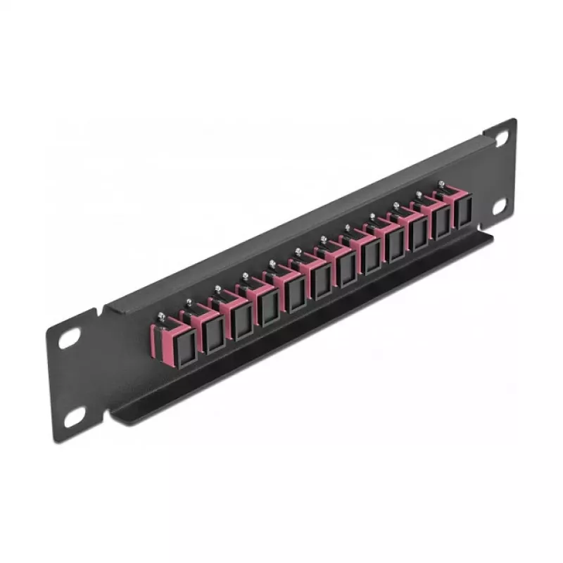 LWL-Patchpanel DeLOCK 10 Zoll 12 Port SC Simplex Violett 1U Schwarz