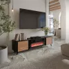 TV-Schrank Cama Meble Volare 200 x 39 x 49 cm schwarz/walnuss mit Kamin