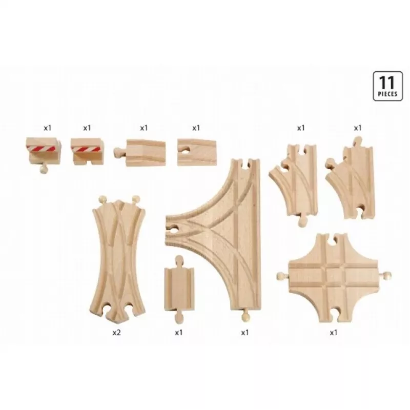 BRIO 33307 Eisenbahnschienen-Set – 11 Holzteile zur Erweiterung