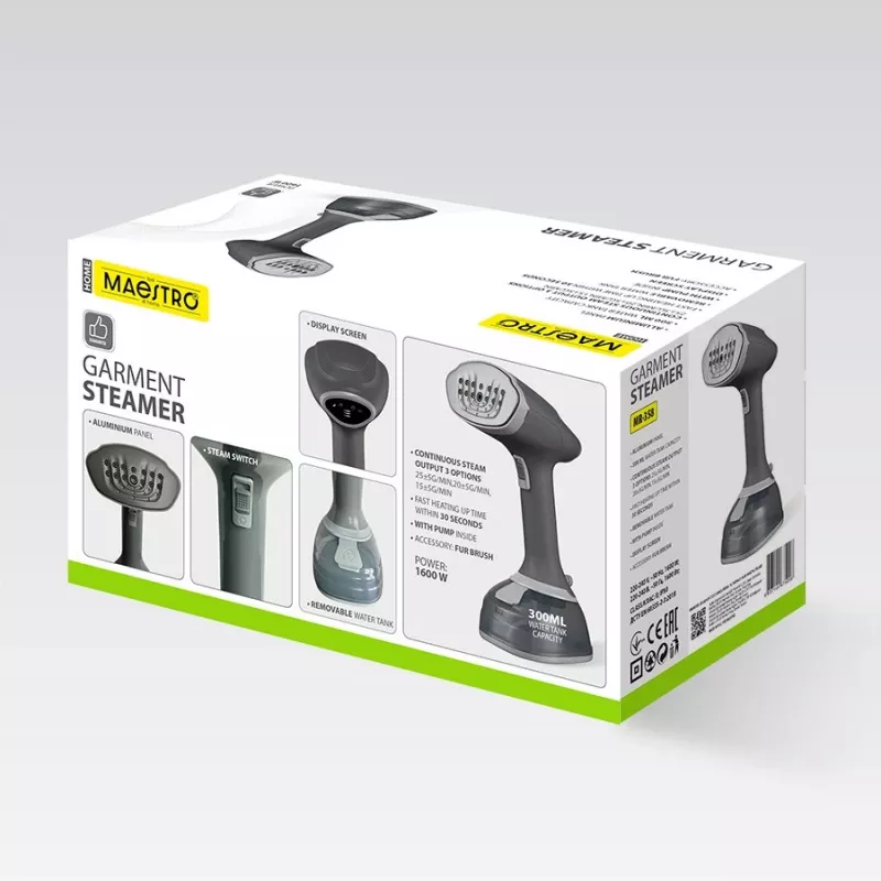 Dampfglätter Maestro MR-358 1600W, tragbarer Handdampfglätter für vertikales Dämpfen