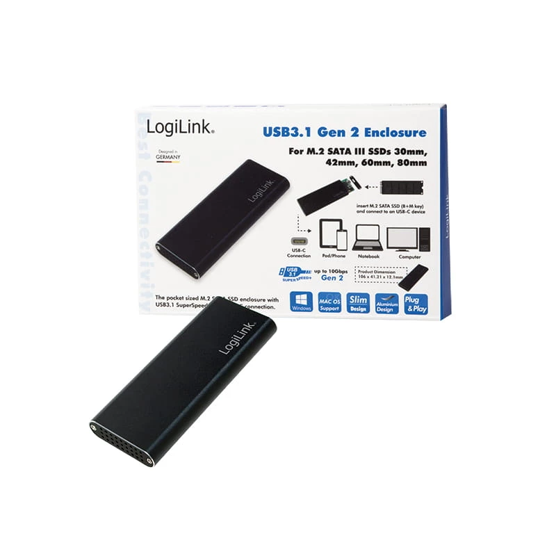 SSD-Gehäuse LogiLink UA0314 Schwarz M.2