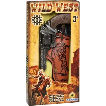 Metall-Spielzeug-Cowboy-Revolver Pulio 155201/0 mit Holster – ein Schuss, Nachbildung, Metallkonstruktion