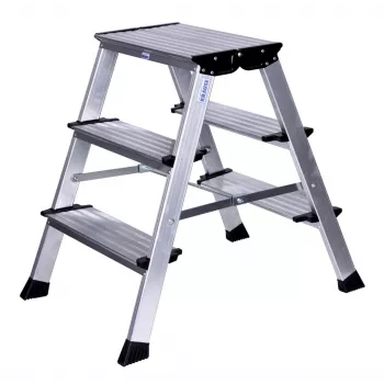 Step stool Krause 126030 — aluminium 3-step, 65 cm max height, 6.1 kg, 500 mm width