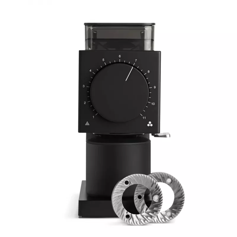 Elektrische Kaffeemühle Fellow Ode 2nd Generation — 140 W, 100-g-Bohnenbehälter, Edelstahlmahlwerk, 230 V, schwarz