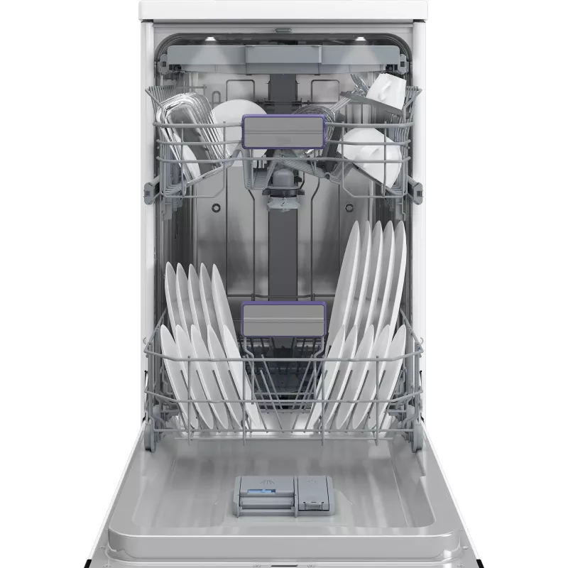 BEKO Freistehender Geschirrspüler BDFS26120WQ, Energieeffizienzklasse E, Breite 45 cm, 6 Programme, Inverter-Motor, dritte Schublade, Weiß
