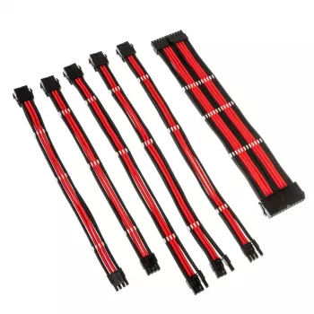Geflochtenes Kabelverlängerungskit Kolink Core Adept – 20+4pin, 8pin, 4+4pin, 3×6+2pin; Längen 300–350 mm; PET-Mantel; Kupferleiter