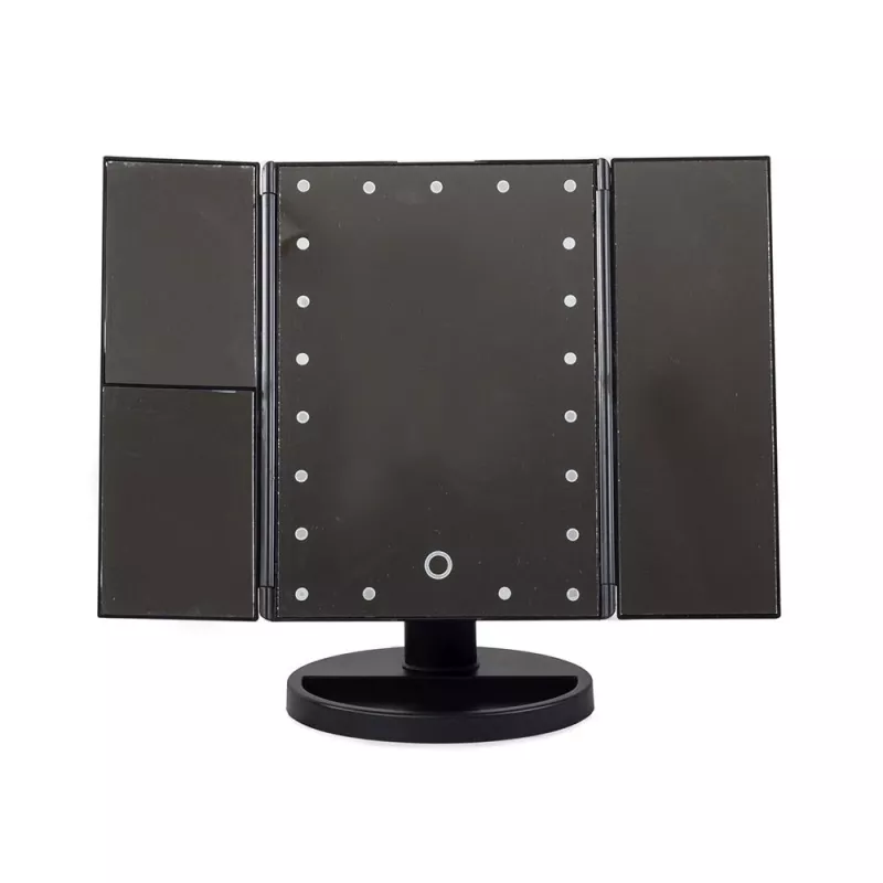 Extralink Kosmetikspiegel, vergrößernd, schwarz, klappbar, hintergrundbeleuchtet, mit Standfuß