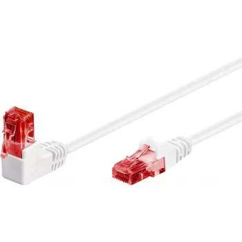 Goobay CAT 6 Patchkabel 1x 90° gewinkelt, U/UTP, Weiß, 1 m - Rastnase oben, CCA-Kupfer-Mix (51522)