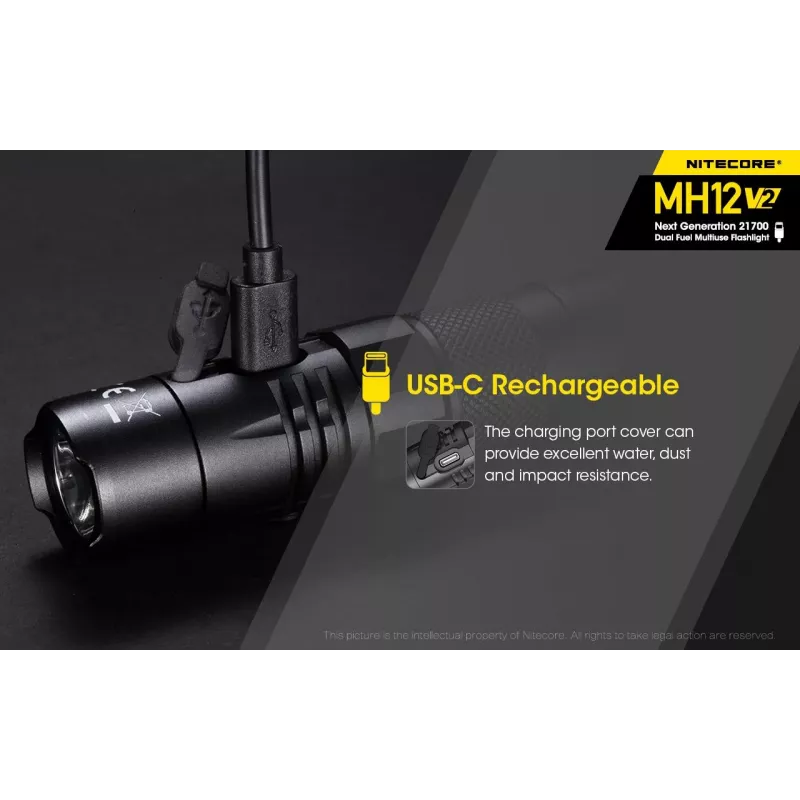 Handtaschenlampe Nitecore MH12 V2 Schwarz