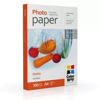 Mattes Fotopapier ColorWay PM220100A4 220 g/m² A4 (210×297 mm) für Tintenstrahldrucker