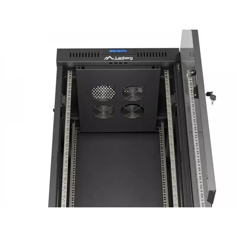 Freistehendes Rack-Gehäuse LANBERG FF01-6624-12BL 24U 19 Zoll 600×600 mm, IP20, 1200 kg, Schwarz
