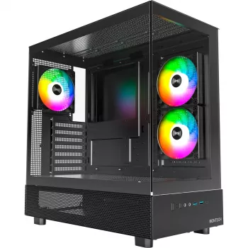 Montech XR Midi-Tower, gehärtetes Glas – schwarz