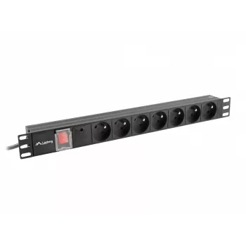 LANBERG PDU-07E-0200-IEC-BK PDU 1U 10A 7 Steckdosen Französisch 2m Schwarz