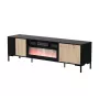TV-Schrank cama meble MERCI mit Kamin, 180 x 40 x 53,5 cm, schwarze Oberseite, Rahmen in Eiche artisan