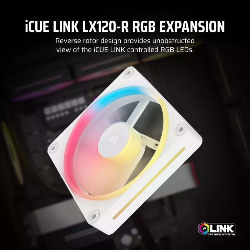 CORSAIR iCUE LINK LX120-R RGB 120mm ARGB Reverse Blade Gehäuselüfter - Weiß