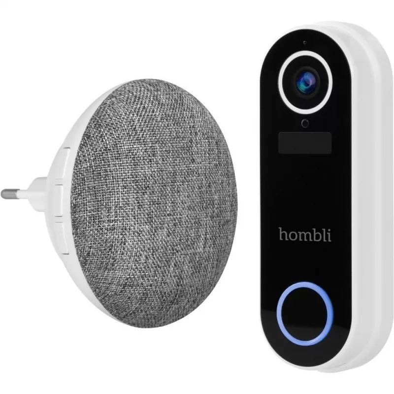 Türklingel-Gong Hombli Doorbell Chime 2 von Avanca International BV – kabellos 433,92 MHz, AC 110–240 V, Typ-C-Stecker, grau/weiß