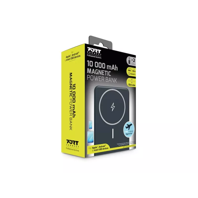 Port Designs 907005 Powerbank 10000 mAh kabelloses Laden Schwarz