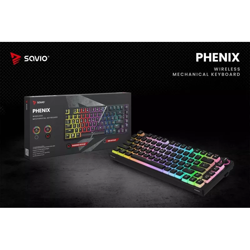 Gaming-Tastatur Savio SAVGK-PHENIX RED PUDDING mechanisch RGB Wireless